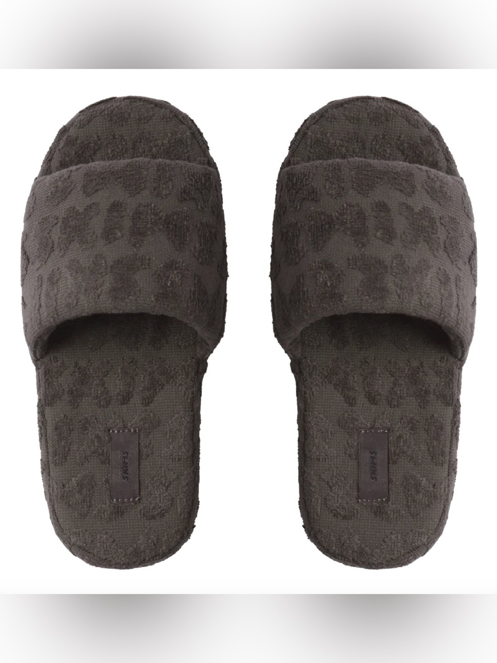 NWOT Skims Spa Terry logo slippers gunmetal size 38